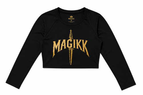 Magikk Gold Sword Crop Long Sleeve