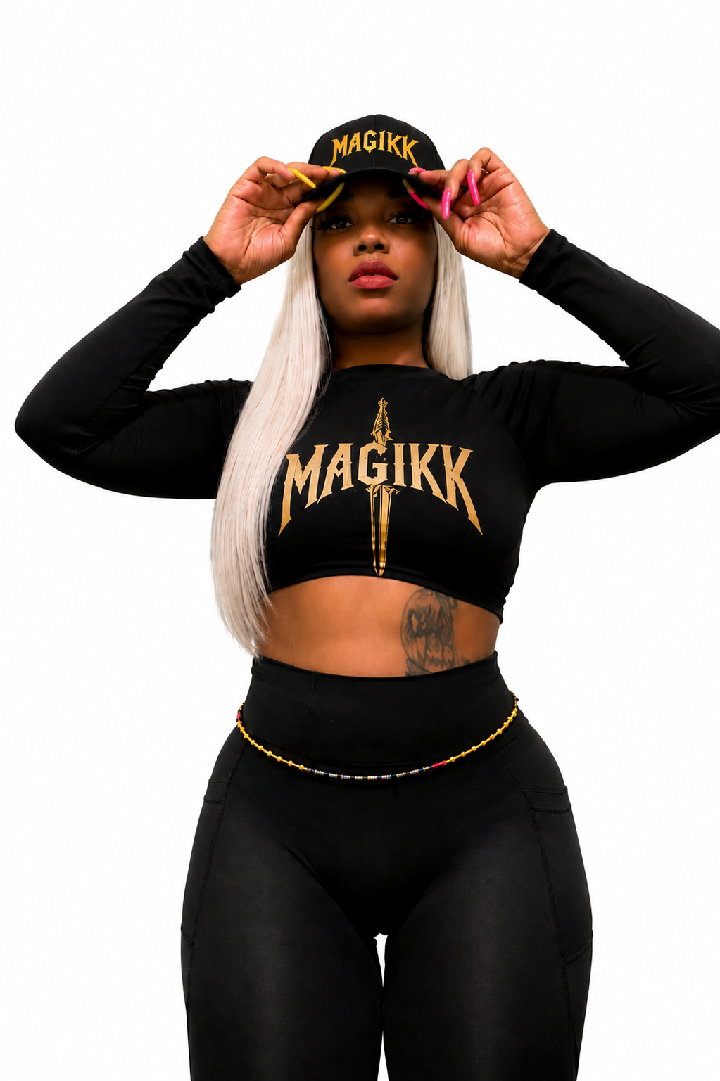 Magikk Gold Sword Crop Long Sleeve
